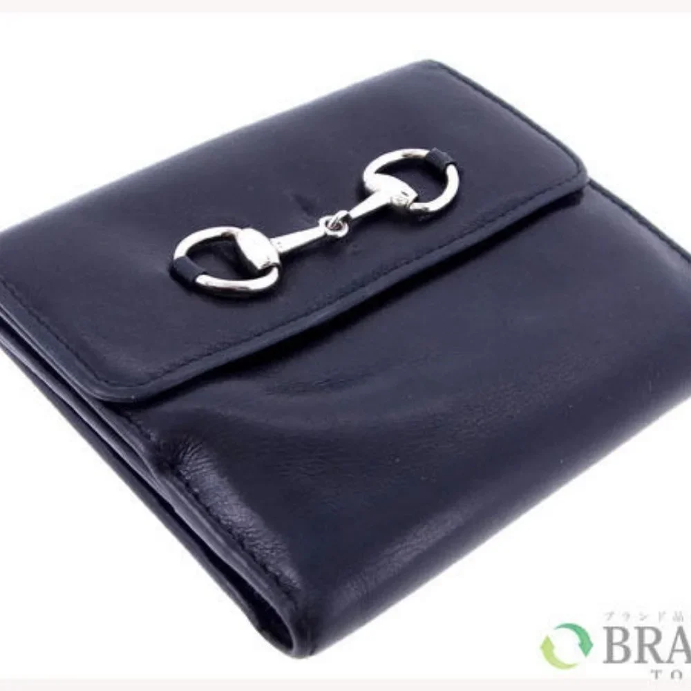 Authentic Gucci Wallet Purse Folding wallet Black Woman Used - Picture 4 of 7